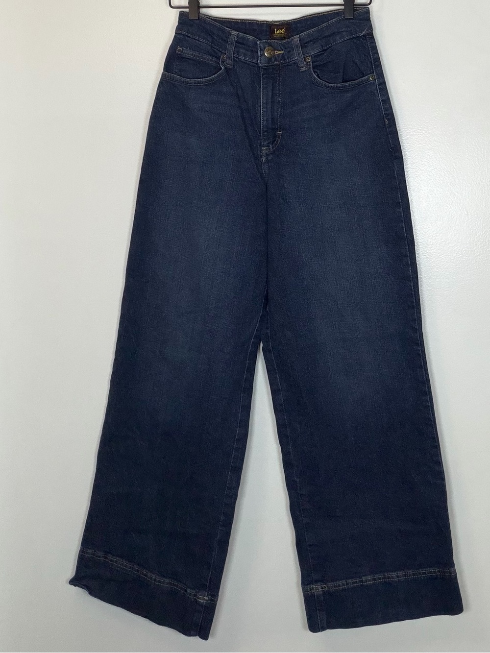 Lee Wide-Leg High-Rise Jeans in Dark Blue Denim